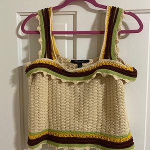 Crochet knit tank L cropped